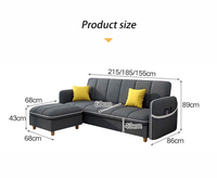 Modernes, einfaches Klappsofa – Günstiges Stoff-L-förmiges Sofa, platzsparend für kleine Wohnzimmer