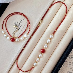 All'ingrosso naturale di agata rossa e <span class=keywords><strong>perla</strong></span> di gioielli raffinati colli per le donne - Product Image 1
