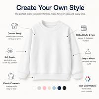 Sweat-shirt à col rond personnalisé pour enfants, en coton mélangé doux, pull uni pour jeunes, impression multicolore, prêt à l'emploi, OEM, faible MOQ