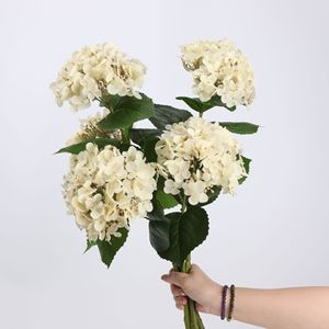 Hortensias Artificiales Beige Estilo Nórdico Hechas a Mano Directamente de Fábrica, con Tacto Húmedo, Tipo Bola de Nieve Francesa, para Decoración del Hogar - Product Image 5