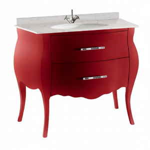 Mobili da bagno in PVC in stile classico con 2 cassetti Top resistente all'acqua rubinetto in marmo escluso - Product Image 1