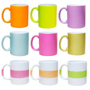 11oz Bulk Mugs Glitter Cups Inner Blank Sublimation Coffee Mug Coated Ceramic Cup Porcelain Colorful Personalize Mug