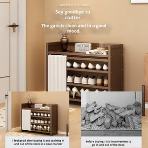 Meuble de rangement pour chaussures en bois pliable multi-niveaux simple pour la maison - Product Image 4