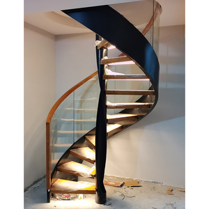 <strong>Modern</strong> Factory Customized Curved Stairs Revolving Art Commercial Villa Hotel Club Glass <strong>Handrail</strong> Marble Spiral Stairs - Product Image 6
