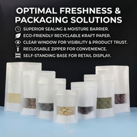 Sac Doypack en Papier Kraft Biodégradable Écologique avec Fenêtre Transparente et Fermeture Zip Refermable, Finition Mate, Qualité Alimentaire, pour Aliments pour Animaux et Noix