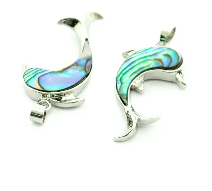 wholesale Colored shell New Zealand abalone shellfish animal shape dolphin pendant necklace