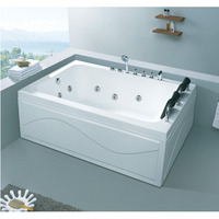 À vendre cascade bain à remous en verre à jets pour couples baignoire de massage en acrylique noir