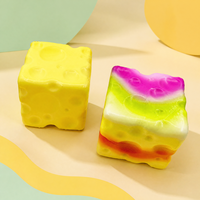 Balle anti-stress souple en PU en forme de beurre, jouet sensoriel souple en forme de fromage à presser - Unisexe pour 14 ans et plus