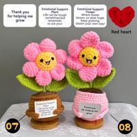 Poupées au crochet faites à la main, personnalisées et mignonnes, en forme de tournesol, pour l'émotionnelle stimulation, avec ornement de pot de fleurs artificielles, pour cadeau de Fête des Mères