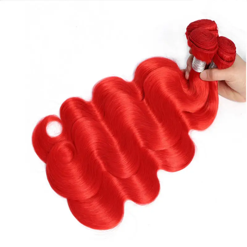Custom Red Color Burg BODY Wave Waft Human Hair Extension Bundles Indian Remy Human Hair Extensions