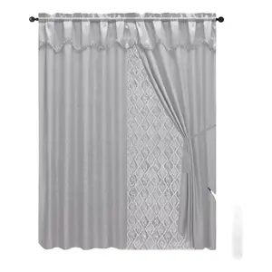 Cortinas Jacquard de 2.7m con Forro de Satén, Tratamientos para Ventanas, 100% Poliéster, Tela Tejida de Peso Medio - Product Image 5
