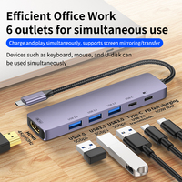 Hub de Docking USB-C Multifonction Xput 6-en-1 avec HDMI 4K 60Hz, Charge PD 100W et Ports USB 3.0 pour Ordinateurs Portables Type-C, Ultrabooks et Utilisation au Bureau