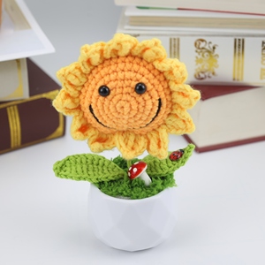 2025 tournesols Girasol Crochet Pots de fleurs fleurs artificielles tissées à la main pour la fête <span class=keywords><strong>des</strong></span> mères mariage invité cadeaux bureau déco - Product Image 4