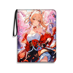 Source Nine Grid Zipper Card Book <span class=keywords><strong>Genshin</strong></span> <span class=keywords><strong>Impact</strong></span> Album de rangement à feuilles mobiles à quatre grilles avec impression de motifs animés - Product Image 4