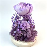 Fleurs séchées personnalisées en pivoine violette pour la fête des mères, herbe de pith écologique, décoration d'intérieur longue durée, fleurs en bois Sola