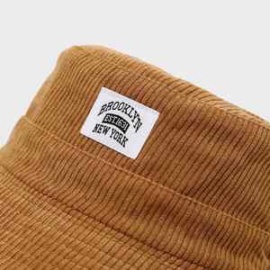 Corduroy Patchwork Fisherman Hat Autumn Winter Sun Hat Couples Casual Bucket Hat With Custom Private Brand Woven Label <b>Patch</b> - Product Image 4