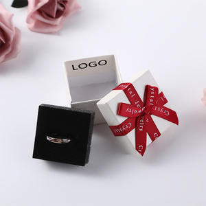 Caja de Regalo para Joyería del Día de San Valentín, Cinta con Lazo en Inglés, Caja Cuadrada Heaven Earth, Cubierta de Cartón Elegante para Pendientes y Anillos - Product Image 1