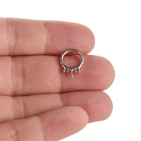 Cincin Hidung Titanium Alloy Zirkon G23 Lintas Batas untuk Wanita, Model Jepit Lengkung Geometris Bentuk Tetesan Air, Perhiasan Cincin Bibir dan Telinga