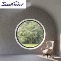 Ventana redonda popular de América del Norte, Canadá, uso en clima frío, rotura térmica con aislamiento térmico, ventana circular de vidrio triple de aluminio