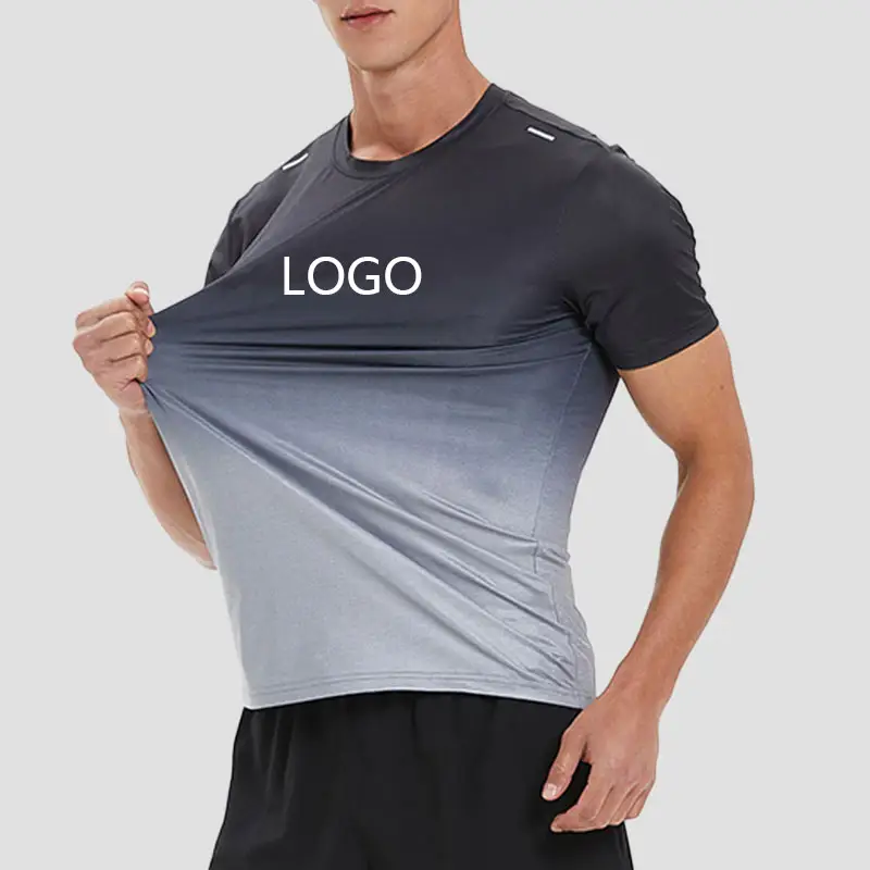 2023 sports 86% Polyester 14% Spandex t shirt summer Custom logo design Quick Dry breathable running outdoor Tee gym Men T Shirt