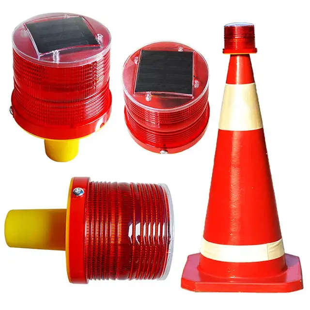 Traffic Light Accessories High Quality Plastic Solar Traffic Cone Warning light Traffic Signal Light for Truck and Ambulance