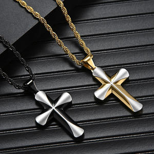Diseñador de lujo mano Cruz cristiana deslustre libre impermeable Acero inoxidable moda joyería colgante collares para hombres hombre - Product Image 3