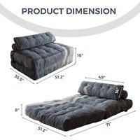 Canapé-Lit Convertible Grande Taille avec Oreiller et Support Dorsal, Fauteuil Pliant pour Salon et Chambre, Chaise Double Couchage