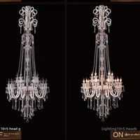 Lustre en cristal de luxe européen pour escalier duplex, luminaire suspendu en verre atmosphérique long pour villa, salon, tailles moyennes
