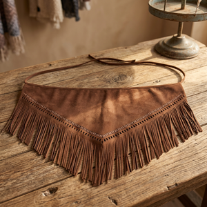 Brown <b>Fringe</b> Fabric <b>Belt</b> Polyester Waist Strap Bohemian Style 75CM Length Statement Accessory for Dance Costume and Stage Wear - Product Image 2