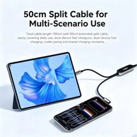 Kabel Data Nubia RedMagic 100W 2-in-1 Tipe-C Kabel Pengisian Daya 45W Pengisian Cepat Cto2c Cocok untuk Apple, Xiaomi, Cooler 8Pro