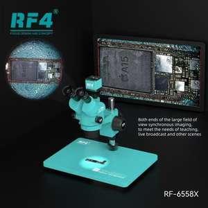 Microscopio Trinocular de Alta Definición RF4 RF-6558X para Reparación de Placas Base de Teléfonos Móviles, Zoom Continuo de 6.5-58 Aumentos - Product Image 4
