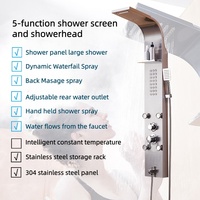 Panneau de douche cascade numérique personnalisé 2026 en acier inoxydable brossé chromé avec jets de massage doux pour usage hôtelier