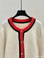Pull de haute qualité pour femmes à manches longues, col rond, boutons, col contrasté, couleur unie, vêtements décontractés pour le printemps et l'automne