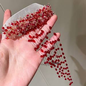 Collier ras du cou gothique rouge à pampilles perlées pour femmes, accessoire de bijoux pour fête, cosplay, costume - Product Image 3