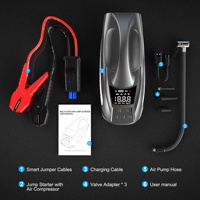 Démarreur de voiture haute puissance 27000mAh 6000A, batterie de secours, pompe à air 150PSI multifonction avec lumière LED pour voitures, motos, camions