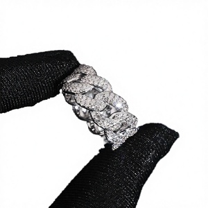 Hot Sale Cuban <b>Ring</b> VVS Pass Moissanite Test 925 Silver <b>Gold</b> Plated Men's Hip Hop Iced <b>Rings</b> Third Party Certified Prong <b>Set</b> - Product Image 3
