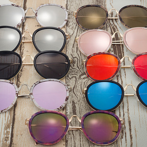 Maidis <b>Round</b> Sunglasses Pink <b>Mirror</b> Lens Gold <b>Frame</b> Unisex UV400 Protection Fashion Style - Product Image 2