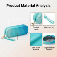 Étui à crayons en silicone, pochette de couleur dégradée, étanche, multifonctionnelle, élégante, pour enfants