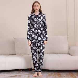 Pijamas familiares de Halloween Estampado de calabaza Mono de una pieza Pijamas con diseño de cremallera de <span class=keywords><strong>esqueleto</strong></span> - Product Image 4