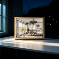 Caja de Luz LED de Estilo Nórdico con Marco de Madera, Escena Tridimensional Iluminada, Decoración Moderna para Pared o Escritorio, para Oficina o Estudio