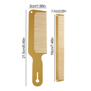 <span class=keywords><strong>TONI</strong></span>&<span class=keywords><strong>GUY</strong></span> BFC-1121 Peigne à logo personnalisé réglable, grand modèle, en acier inoxydable doré, brosse à barbe à tête plate, pour la coupe de cheveux et le style tendance - Product Image 6