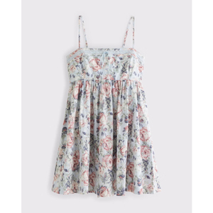 Robe pour femme LEDUO, style rétro français, à porter au quotidien, taille cintrée, à fleurs, bretelles spaghetti - Product Image 1