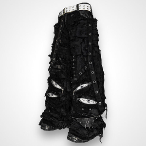 <span class=keywords><strong>Pantaloni</strong></span> <span class=keywords><strong>Cargo</strong></span> in Denim Nero Impermeabile da <span class=keywords><strong>Uomo</strong></span>, Stile Hip Hop Punk, Multi-zip, Y2K, Gotico, Streetwear, Gamba Larga con Fibbie Metalliche - Product Image 2