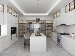 Ensemble d'armoires de cuisine en bois Zofa en blanc avec technologie anti-traces de doigts et entretien facile - Product Image 2