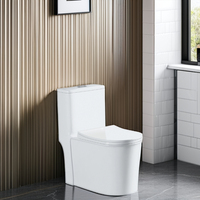 KAWAL Cuvette de toilettes moderne en céramique allongée à double chasse, à sortie verticale (S-Trap), à double trou, avec couvercle à double fonction de chasse super tourbillonnante, résistante aux hautes températures pour salle de bain
