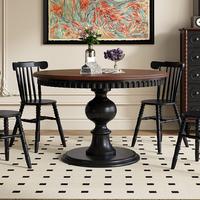Ensemble de table et de chaises rondes en bois massif de style vintage français du milieu du siècle, meubles de style américain pour petit appartement