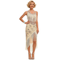 Robe de soirée élégante style Gatsby des années 20, ornée de paillettes et de franges, costume rétro pour danse latine, robe de fête d'Halloween, robe de cocktail
