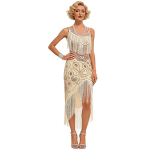 Robe de soirée élégante style Gatsby des années 20, ornée de paillettes et de franges, costume rétro pour danse latine, robe de fête d'Halloween, robe de <span class=keywords><strong>cocktail</strong></span> - Product Image 6