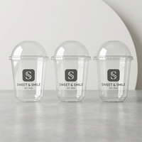 Gobelet en PET transparent personnalisé LOKYO en forme de U, jetable, pour boissons froides, gobelet en plastique pour boba avec couvercle à bouchon en forme de cœur pour jus et smoothies