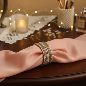 Conjunto de joyería de moda chapada antigua, brazaletes de piedra de cristal y perlas para mujer, colección elegante para bodas, festivales y fiestas - Product Image 3